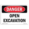 Signmission OSHA Danger Sign, Open Excavation, 24in X 18in Decal, 24" W, 18" H, Landscape, Open Excavation OS-DS-D-1824-L-2497
